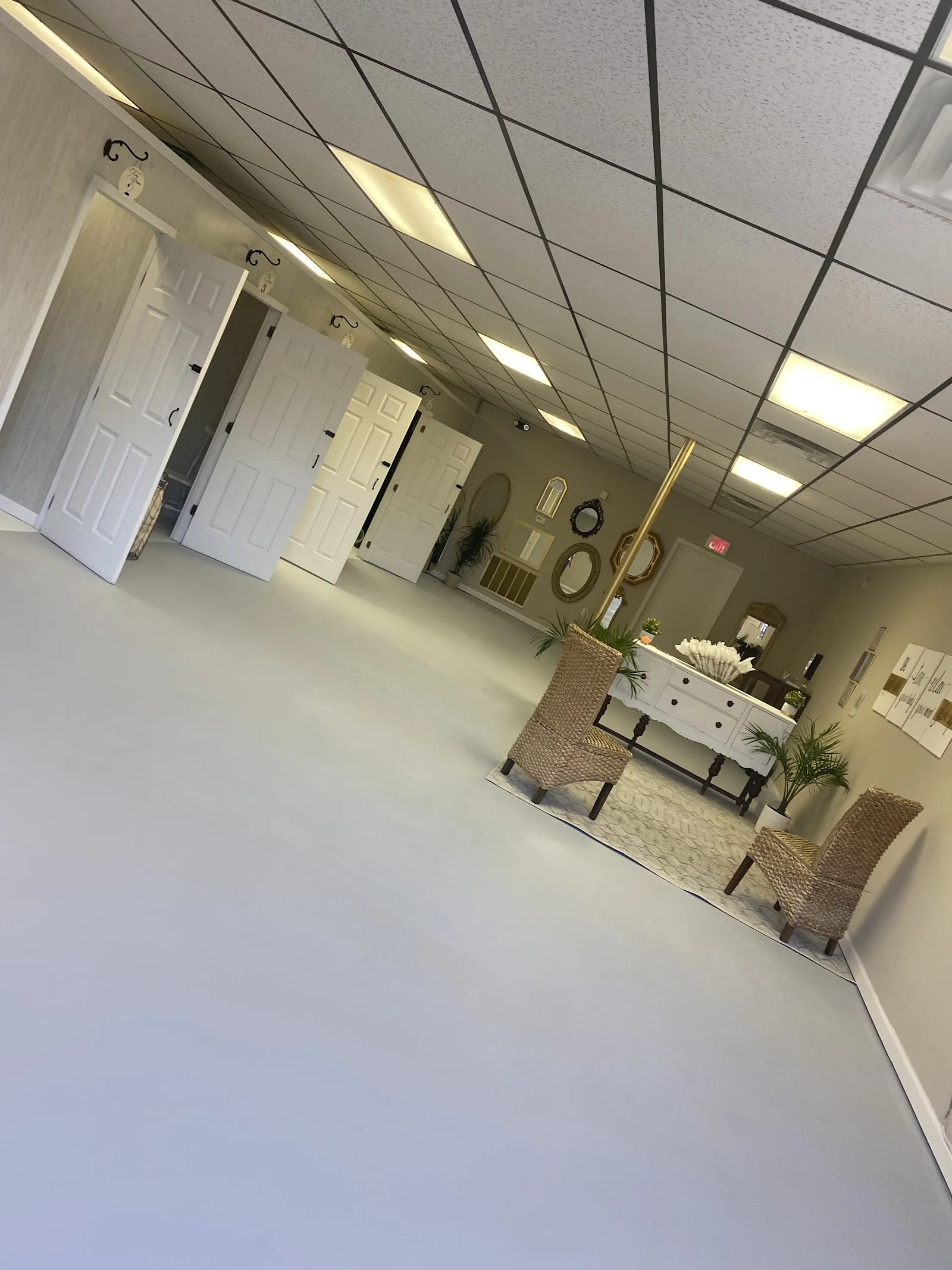 Private tanning booths and lobby inside Glow Up Tanning